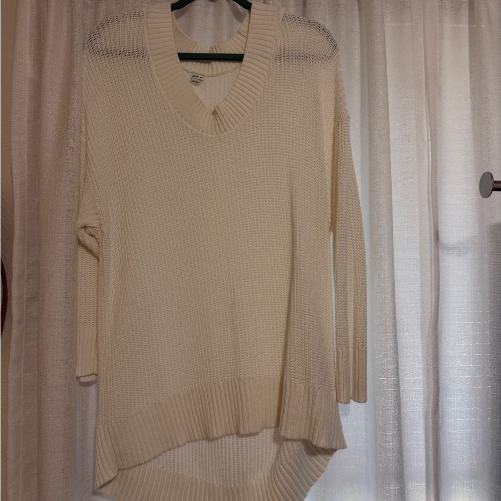 aerie White Oversized Open Knit Sweater